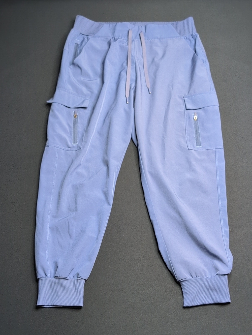 Blue Cargo Joggers with Drawstring Waist